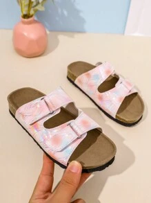 双扣装饰舒适时尚百搭轻便经典休闲室内户外沙滩拖鞋（适合男孩和女孩） - 粉色 - 查看 8
