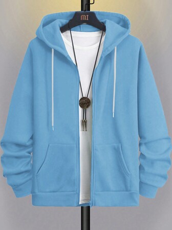 Manfinity Homme Heren effenkleurige hoodie met rits, herfst