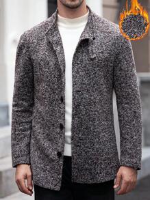 Manfinity Homme Men's Casual Single-Breasted Stand Collar Jacket For Autumn