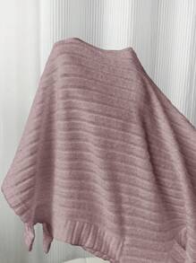 SHEIN Maternity Solid Color Round Neck Long Sleeve Casual Loose Top - Mauve Purple - View 6