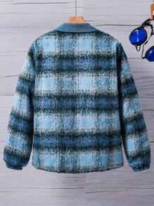 Teenagers Boys Casual Textured Ombre Floral Patch Pocket Minimalist Versatile Jacket, Suitable For Autumn/Winter Daily Wear - Multicolor - View 2