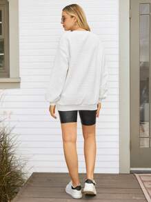 SHEIN LUNE 1 pieza Sudadera de mujer con textura blanca y aplicación 3D, jersey de invierno de otoño - Blanco - Ver 3