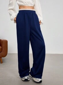 EastFlair Women's Casual Lace Waistband Sweatpants For Spring And Autumn Daily Wear - Navy Blue - View 7