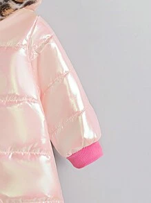 SHEIN Dziewczęcy kaptur z grubym zimowym płaszczem, ciepły wygodny modny ładny wierzchni ubiór, elegancki design na jesień i zimę - Wielokolorowe - Zobacz 6