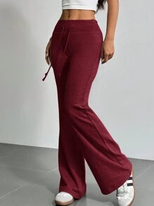 SHEIN EZwear Drawstring Waist Flare Leg Sweatpants