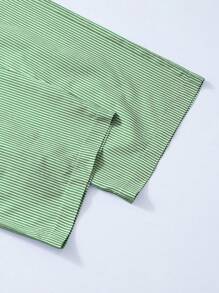 2 件青少年女孩条纹宽松衬衫和直腿裤休闲套装 - 綠色 - 查看 8