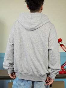 DAZY Sudadera con capucha informal con cierre de cremallera y estampado de letras para hombres, otoño