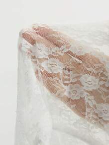 SHEIN Solid Color Stand Collar Ruched Sheer Long Sleeve Maternity Photoshoot Tops For Holiday Party Clothes - White - View 6