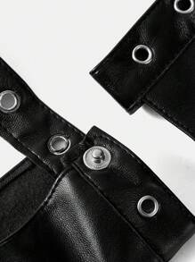 Grunge Punk 1 Pair Women's Cute, Basic Studded, Chain Fingerless Gloves, Suitable For Casual Wear And Nightclubs In Winter - Black - View 6