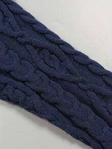 Plus Size Casual Hoodie Cardigan Med Knappar Framtill, Höst/Vinter - Marinblå - Visa 5