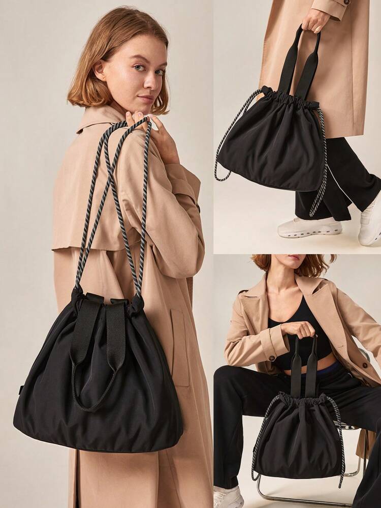 Take It To-Go Water-Resistant Reflective Drawstring Shoulder Bag