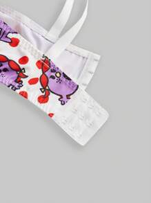 Mr Men Little Miss X SHEIN Bộ áo ngực và quần lót in họa tiết chấm bi và hoạt hình cỡ lớn - Nhiều màu - Xem 3
