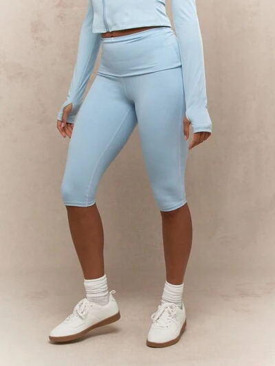 MISSGUIDED Legginsy Capri z wysokim stanem i składanym pasem
