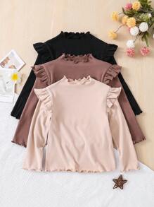 SHEIN 3 Pcs/Set Young Girl Casual Cap Sleeve Basic T-Shirt,Buy One Get Two Free,Suitable For Casual Everyday Wear With Certain Warmth, Mom And Daughter Matching,Sister And Me Matching, Sport Style,Great For Casual & Daily Wear & School Daily In Autumn & Winter - Multicolor - View 7