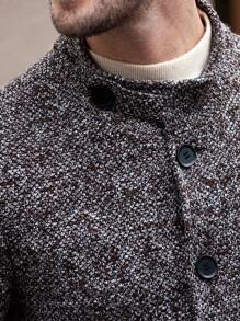 Manfinity Homme Men's Casual Single-Breasted Stand Collar Jacket For Autumn