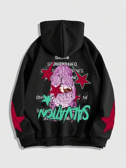 Street Life Sweat-shirt à capuche décontracté pour hommes avec impression de lettres et chiffres, automne