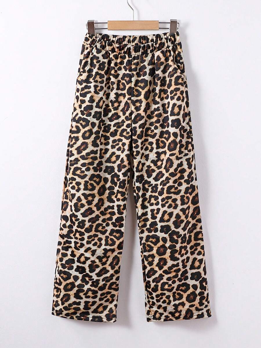 SHEIN Tween Girl Basic Minimalist Leopard Print Leggings - Multicolor - View 1