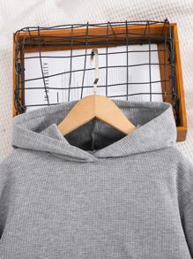 Tween Girl 2pcs Tween Girl Set - Ribbed Sleeve Hoodie & Wide Leg Pants - Grey - View 3