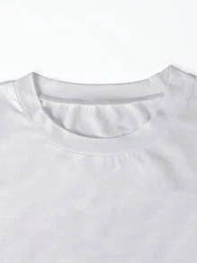 INAWLY Women's Round Neck Solid Color Ruched Casual Versatile Short Sleeve T-Shirt