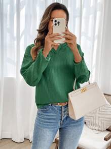 EMERY ROSE Women's Autumn Winter Casual Loose Fitting Long Sleeve Solid Color Shirt