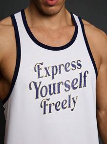 Manfinity Sport Corelite Boyfriend Stil Herren Slogan Muster Color-Blocking Trim Sport Tank Top