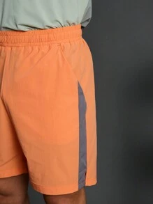Acti Log Boyfriend Style Men's Contrast Color Drawstring Waist Sports Shorts Sweat Pants Black Shorts - Black - View 6