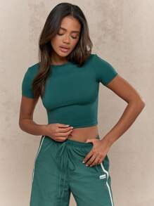 MISSGUIDED 别致绿色短款背心运动性能健身衬衫圣帕特里克节健身服幸运符健身房运动跑步锻炼训练衬衫 - 綠色 - 查看 1