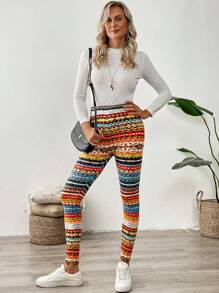 EMERY ROSE Quần legging họa tiết hình học cổ điển cạp cao thời trang thu đông cho nữ - Nhiều màu - Xem 6