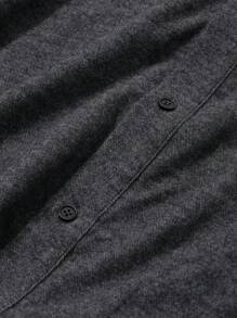 DAZY 1 pieza Camisa casual de manga larga con un solo abotonado y patrón floral texturizado para hombre, otoño e invierno - Negro - Ver 3