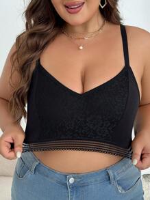 1pc Plus Size Lace Patchwork Nursing Bra