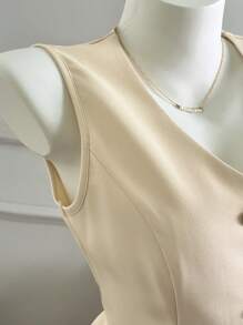 Calvaya Conjunto de 2 piezas con parte superior sin mangas de estilo chino con cuello mandarín y bloque de color talla grande falda plisada larga para mujer, primavera y otoño