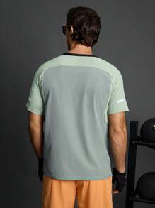 Manfinity KASUA Boyfriend Style Men's Casual Graphic Print Breathable Short Sleeve Sports T-Shirt, Summer Compression Shirt Men - Olive Green - View 9