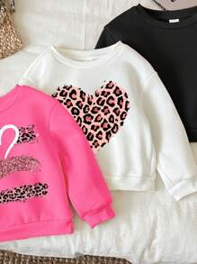 SHEIN Leap Crew 3pcs/Set Baby Girl Thickened Thermal Lined Long Sleeve Sweatshirt, Suitable For Autumn And Winter - Multicolor - View 4
