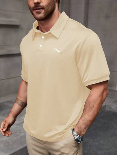 Manfinity Homme 大码男式鹰印花短袖休闲办公 Polo 衫