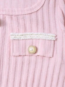 Vestido corto de Body con cuello cuadrado acanalado elegante para niñas preadolescentes, otoño