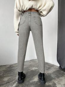 EURMUSE 100%Cotton Slim Fit Denim Jeans With Slant Pockets - Light Grey - View 2