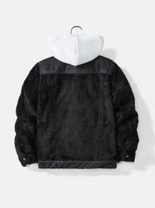 Áo khoác denim chắp vá đơn giản, thoải mái dành cho bé trai tuổi mới lớn, phù hợp để mặc thường ngày - màu đen - Xem 2