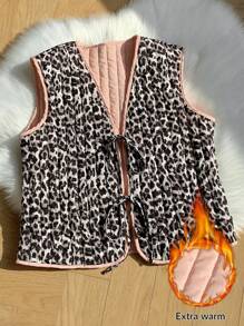 Comfortcana Cappotto imbottito con cappuccio reversibile a due vie con stampa leopardata per donne - Multicolore - Visualizzare 6