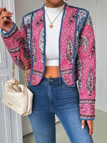 Chiquease Winter Clothes Christmas Womenclothes Casual Paisley Print Padded Thermal Winter Clothes Women Padded Coat