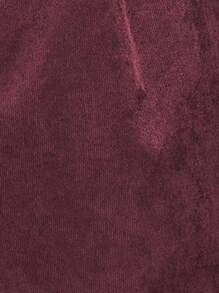SHEIN LUNE Jaket Kasual Wanita Warna Polos Lengan Panjang Kancing Depan dengan Saku untuk Musim Gugur dan Musim Dingin - Merah tua - View 7