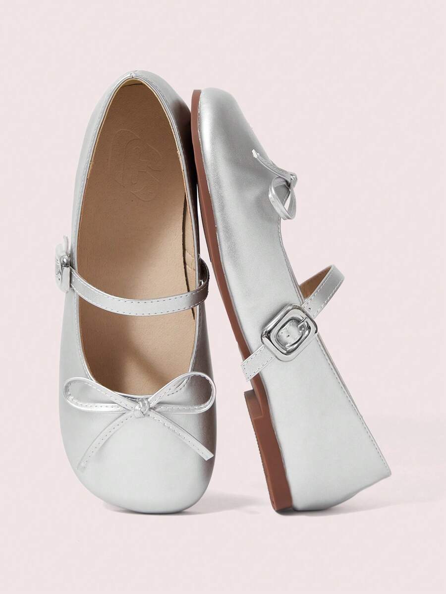 CUCCOO DOLLMOD Giày lười đế bằng thời trang đính nơ màu trơn cho nữ ngày lễ tình nhân năm mới - Bạc - Xem 1