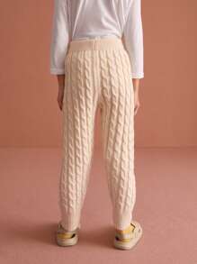 THE HAPPY LOOK Conjunto de 2 piezas de suéter y pantalones minimalista liso para niña, de corte holgado y casual