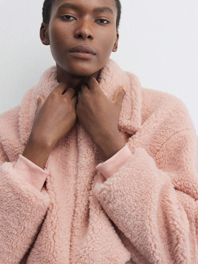 SHEIN Maija Women's Solid Color Front Button Long Sleeve Simple Jacket, Casual Everyday Wear