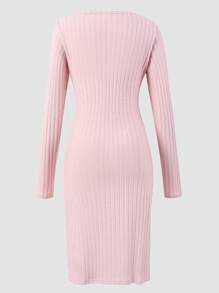 Vestido corto de Body con cuello cuadrado acanalado elegante para niñas preadolescentes, otoño