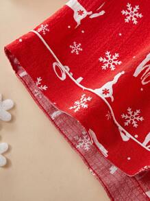 Conjunto de pijama con estampado de renos y copos de nieve, de manga corta y pantalones cortos con cuello abierto