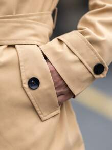 Manfinity Homme Chaqueta casual de unicolor de doble botonadura, manga larga para hombres, para primavera y otoño