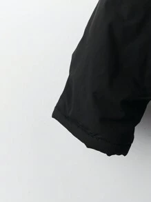 SHEIN LUNE Abrigo acolchado con capucha en unicolor, de estilo esponjoso y acolchado, ropa de invierno para tallas grandes - Negro - Ver 4