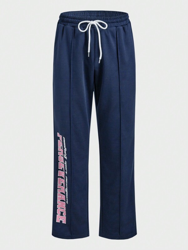 Sport MetroGents Boyfriend Style Men's Casual Slogan Print Drawstring Waist Sweatpants