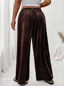 SHEIN Frenchy Plus Size Solid Color Front Tie Pocket Simple Casual Pants, For Daily Wear