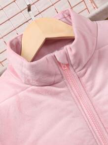 Bộ 3 áo vest có đệm cho bé gái + áo phông họa tiết dễ thương + quần dài thiết kế loe, ấm áp và đa năng - Bụi hồng - Xem 5
